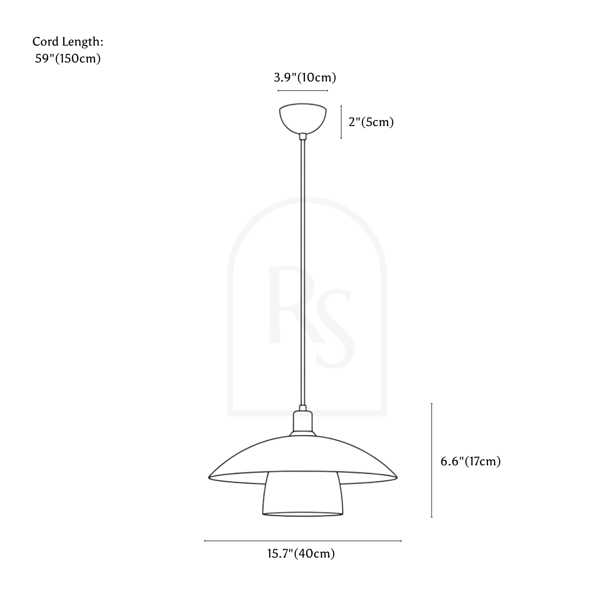 Vexon Pendant Light line drawing 2