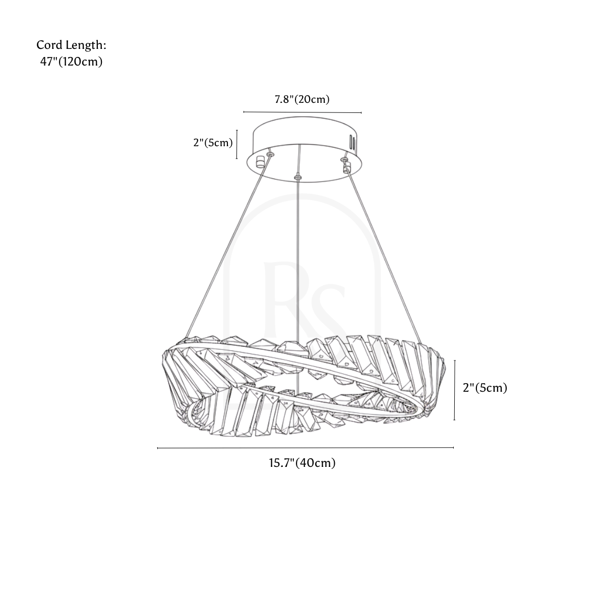 Tiwa Chandelier line drawing 1