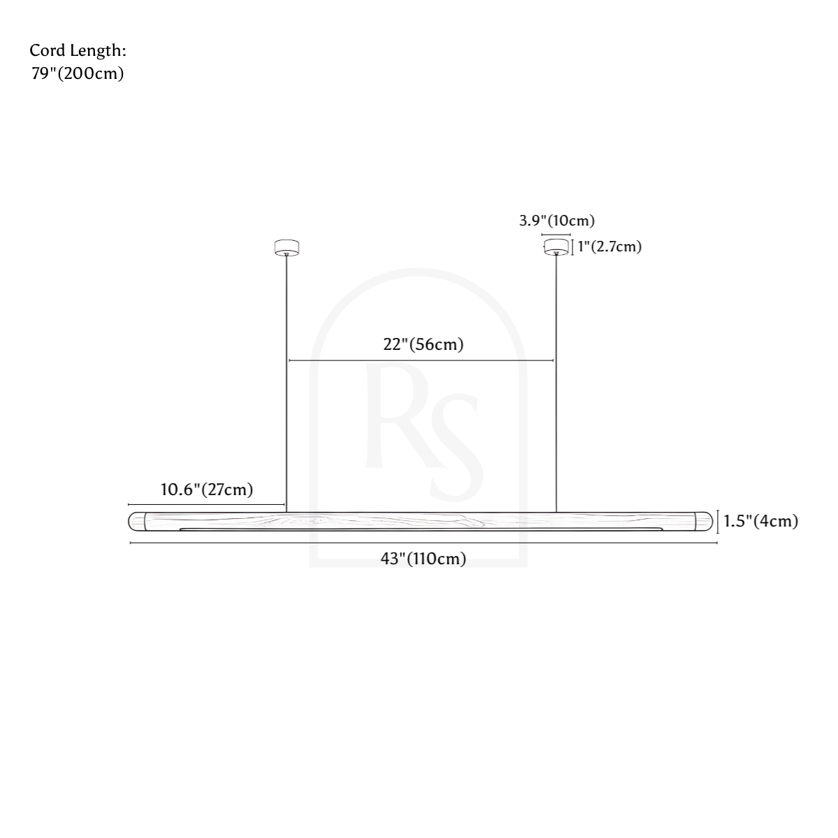 Lámpara colgante esbelta line drawing 2
