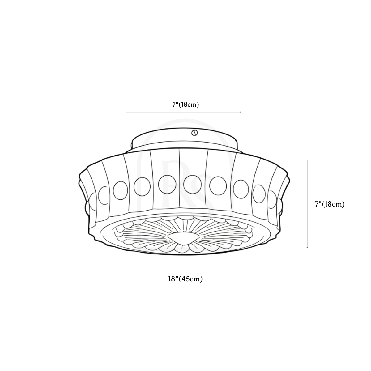 Falow Ceiling Light line drawing 2