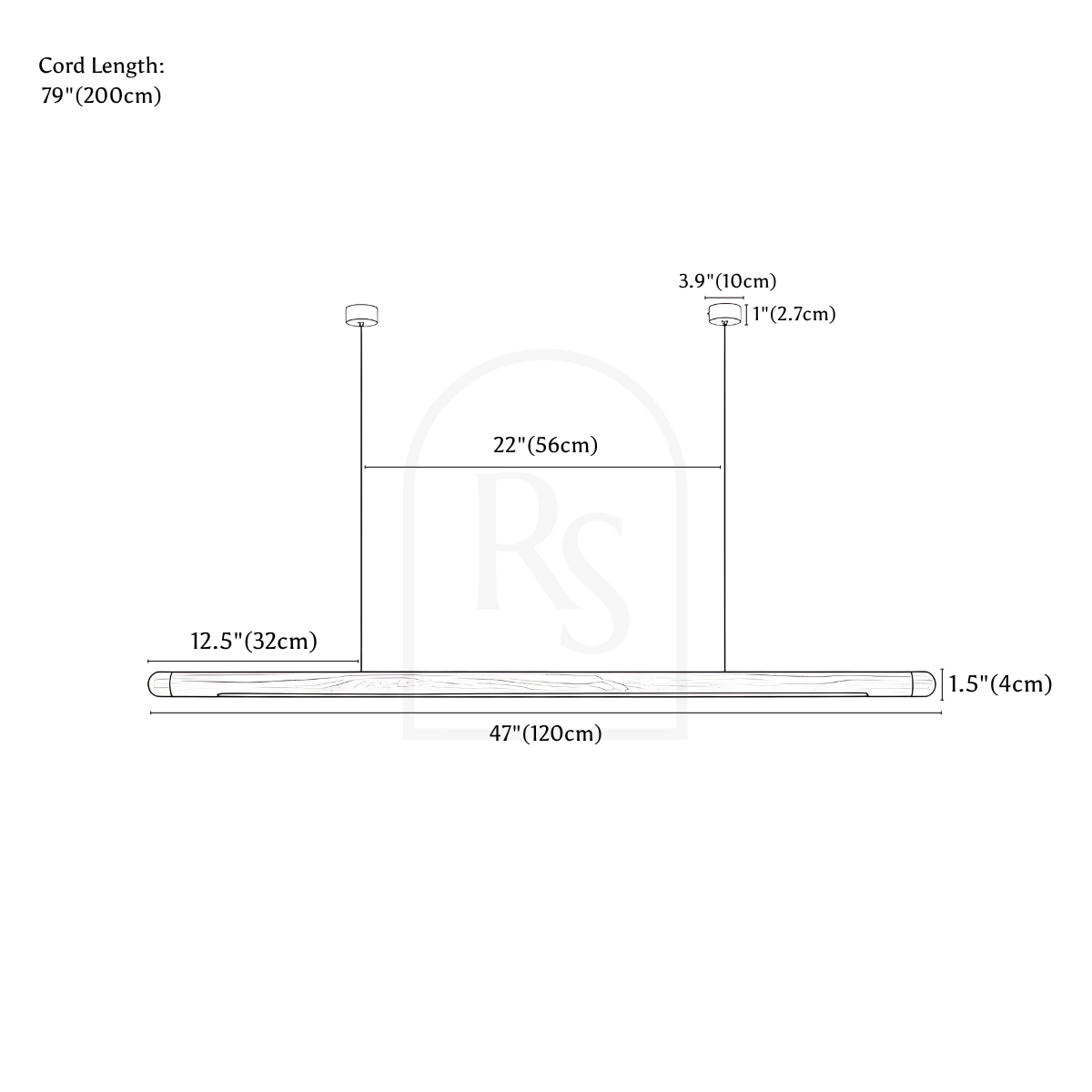 Lámpara colgante esbelta line drawing 1