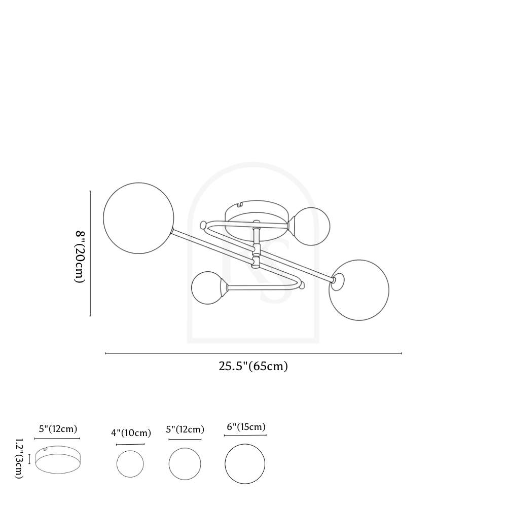 Hafil Ceiling Light line drawing 1