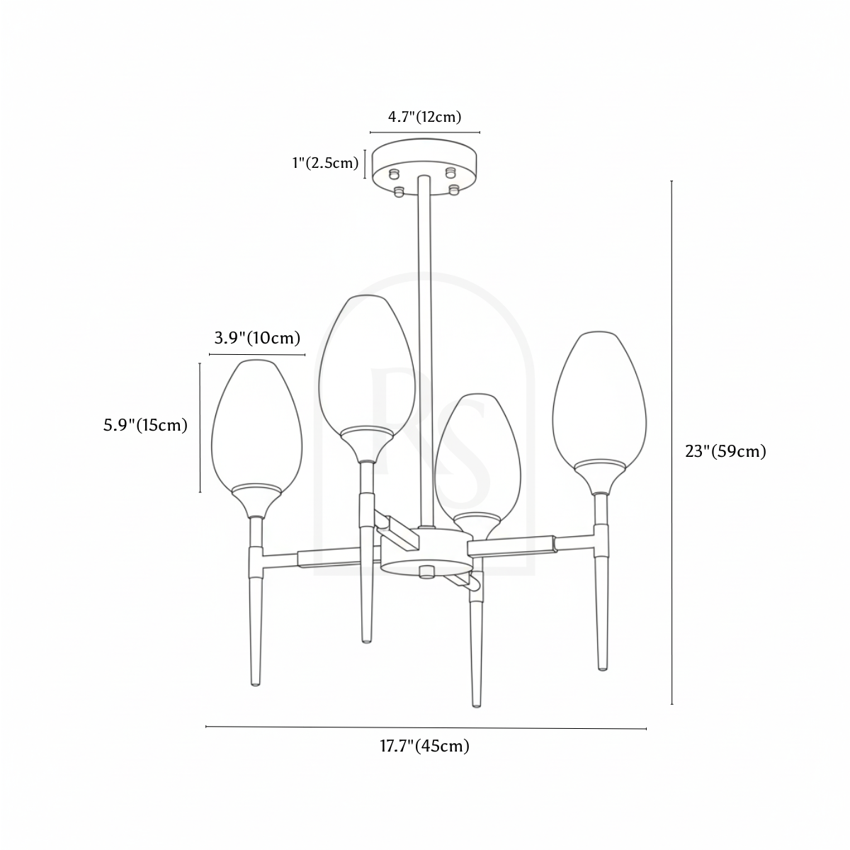 Zylin Chandelier line drawing 1
