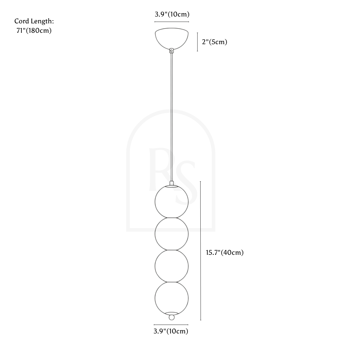 Sveig Pendant Light line drawing 3