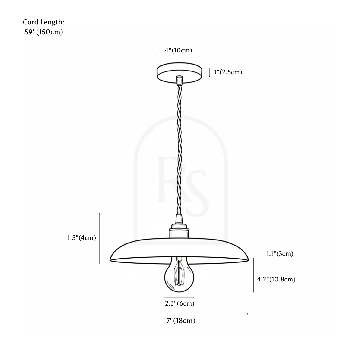 Hreta Pendant Light line drawing 1