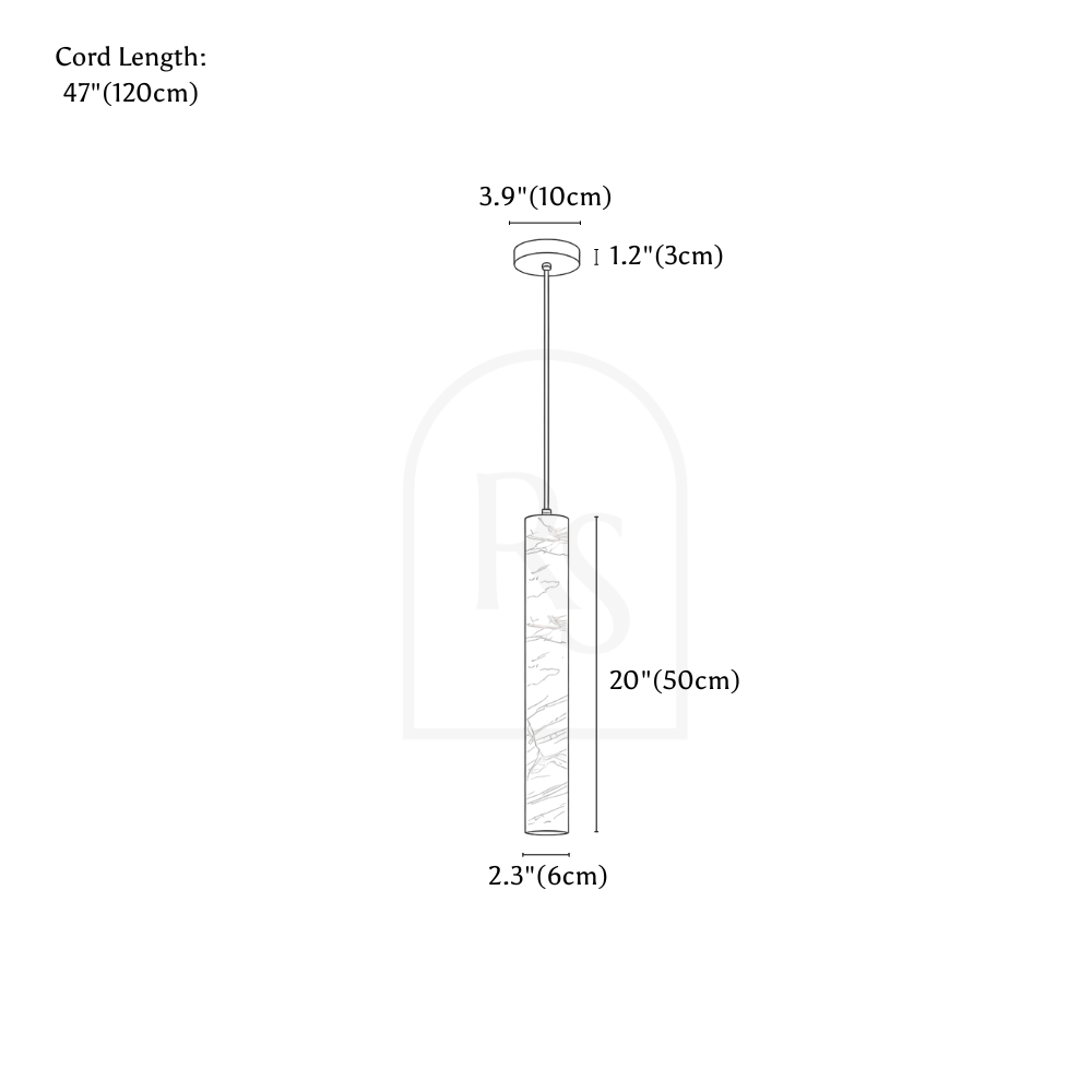 Sten Alabaster Pendant Light line drawing 3