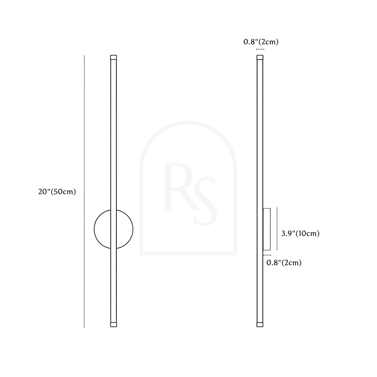 Fagal Wireless Wall Lamp line drawing 1