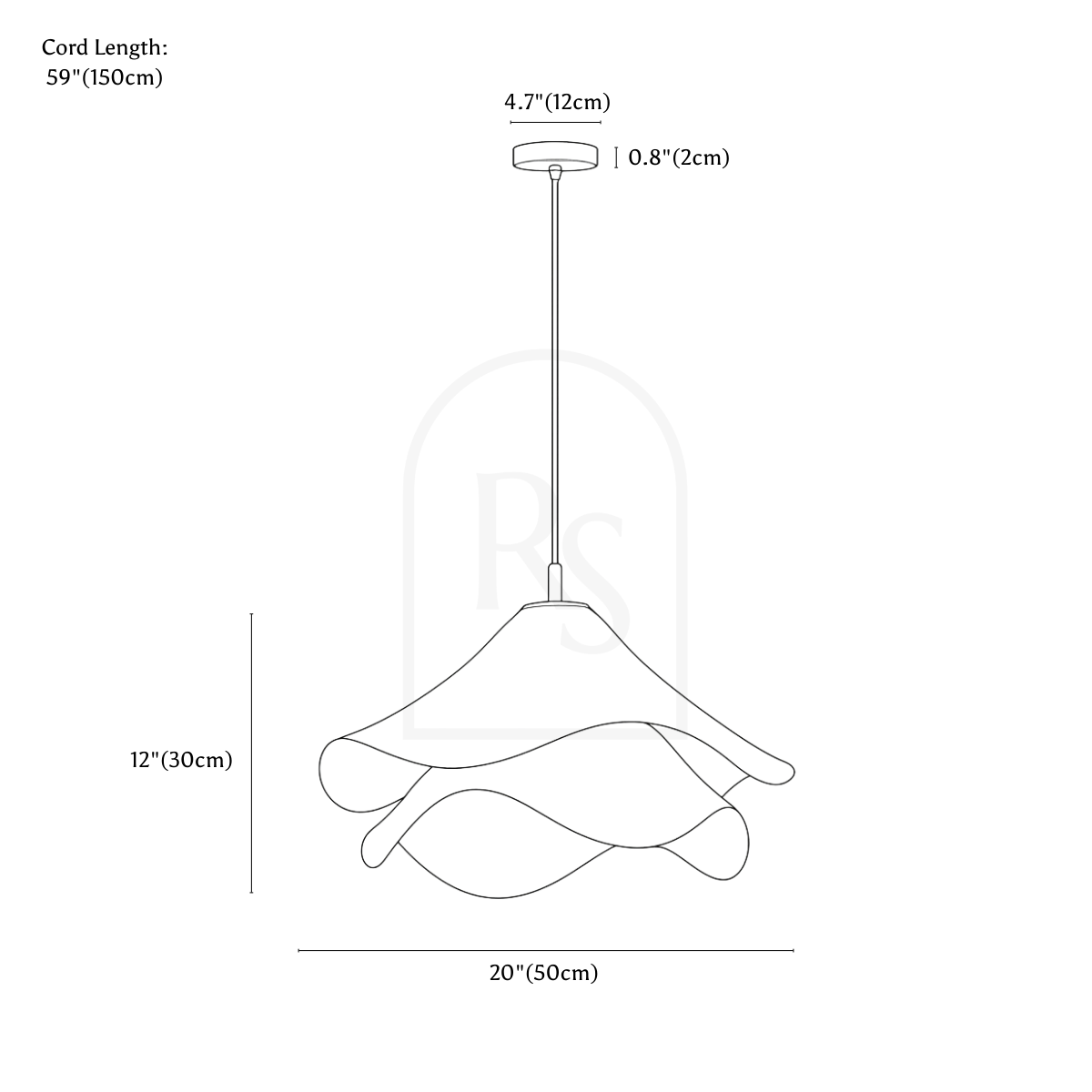 Halos Pendant Light line drawing 2