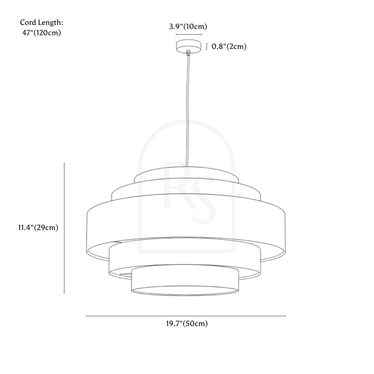 Laban Pendant Light line drawing 1