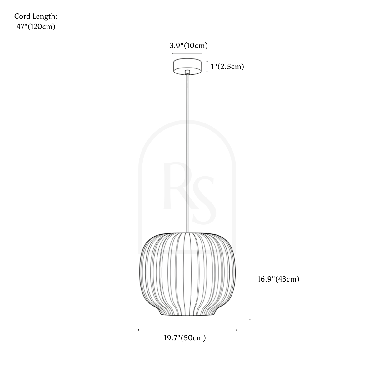 Patinka Pendant Light line drawing 2