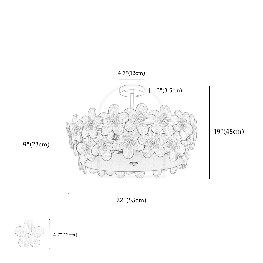 Veino Ceiling Light line drawing 2