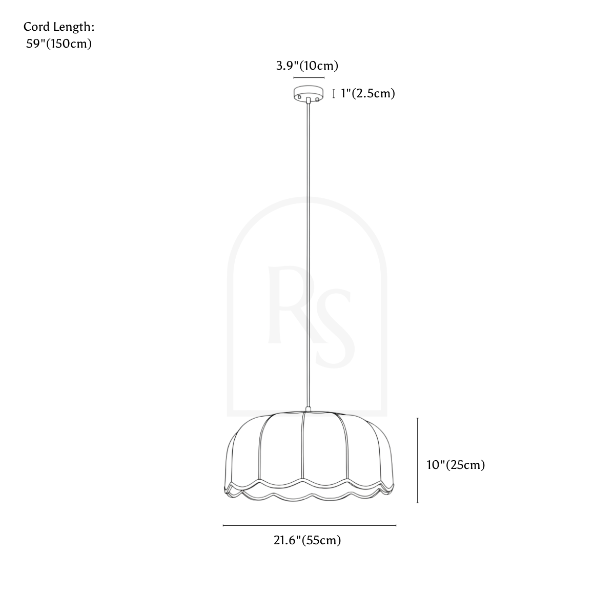 Mashi Pendant Light line drawing 2