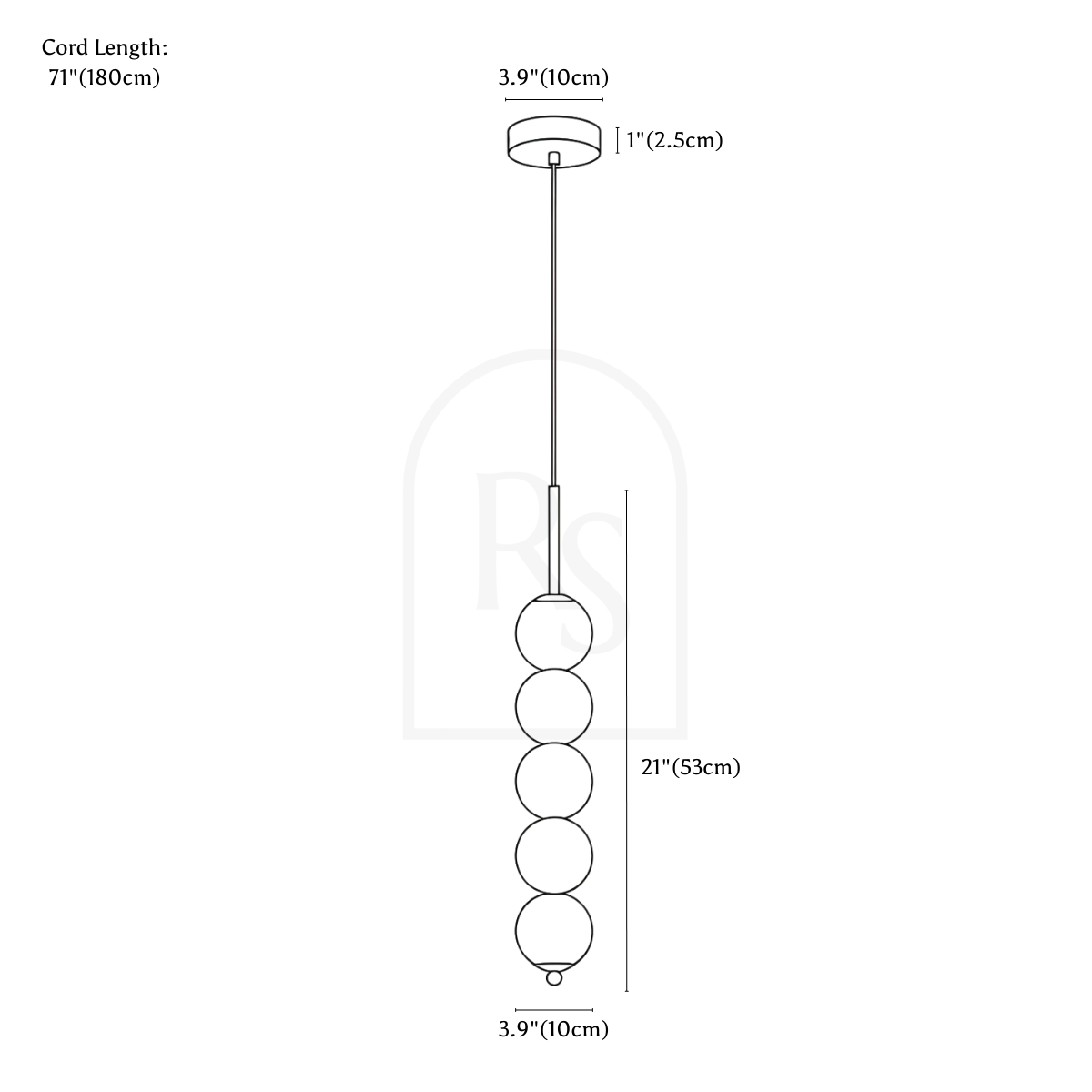 Lavan Pendant Light line drawing 3