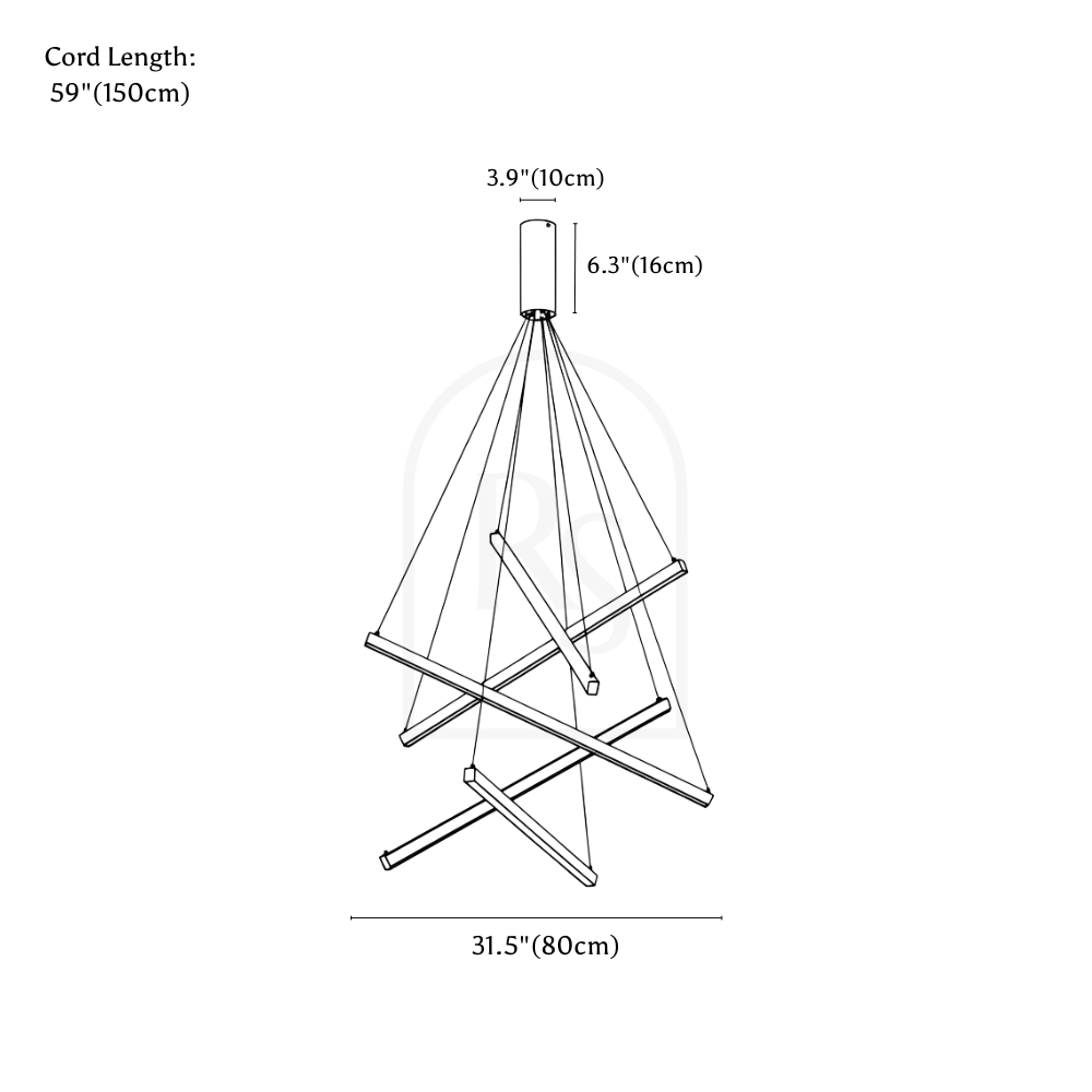 Ilona Chandelier line drawing 2