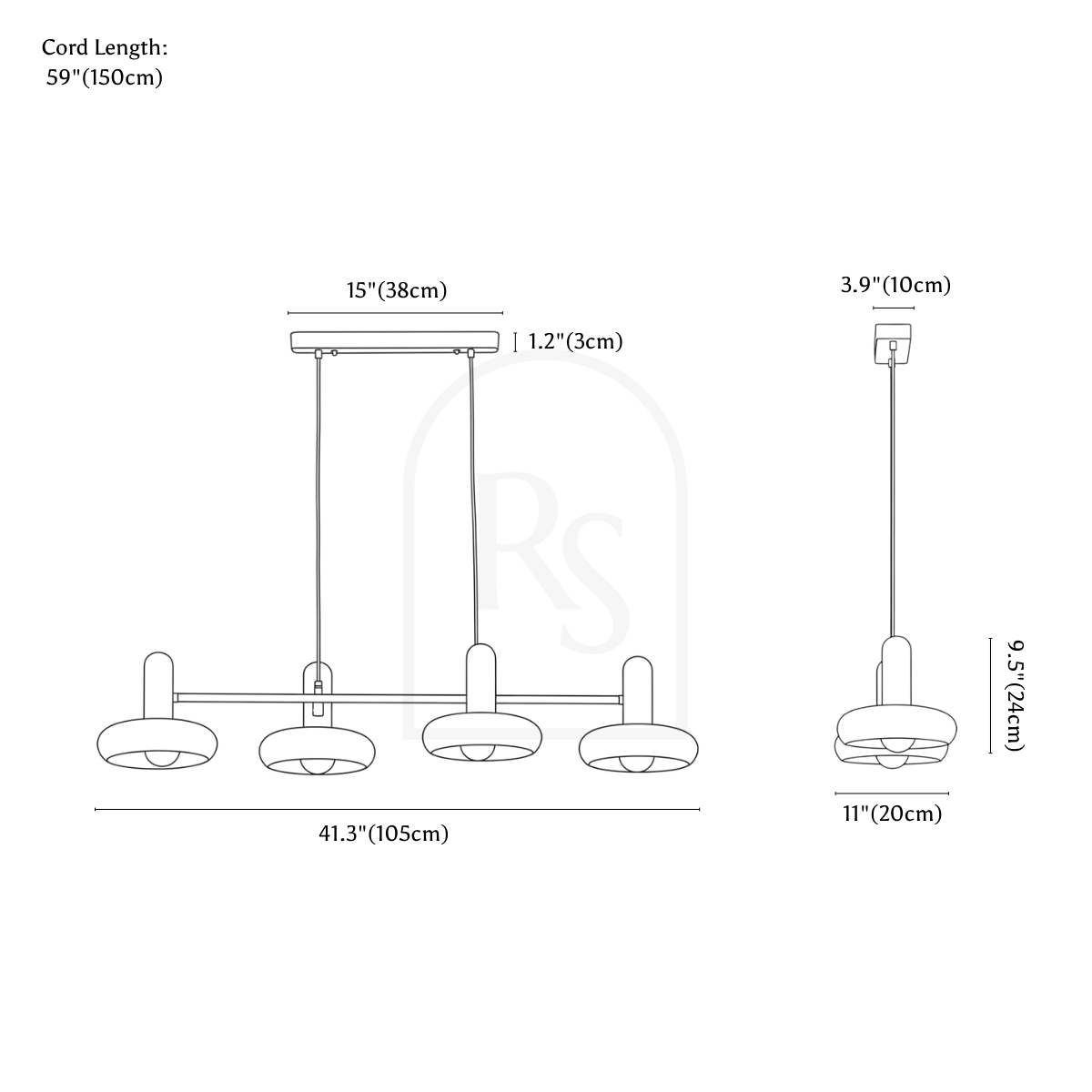 Beverly Pendant Light line drawing 2