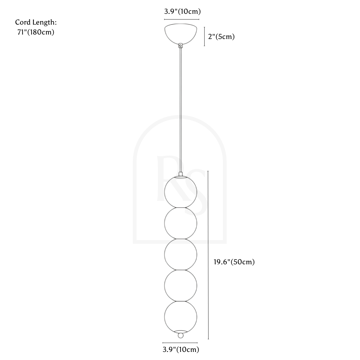 Sveig Pendant Light line drawing 4