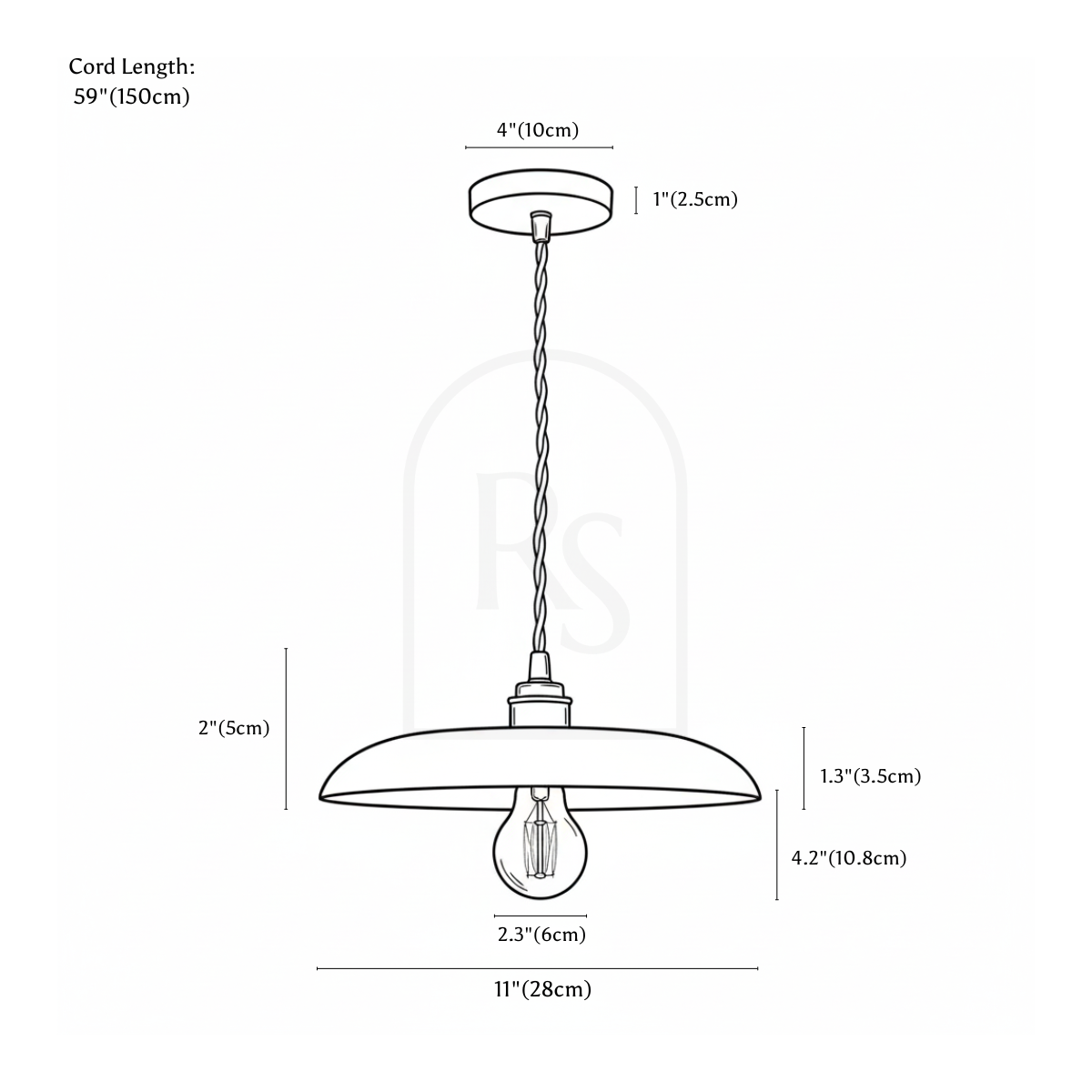 Hreta Pendant Light line drawing 2