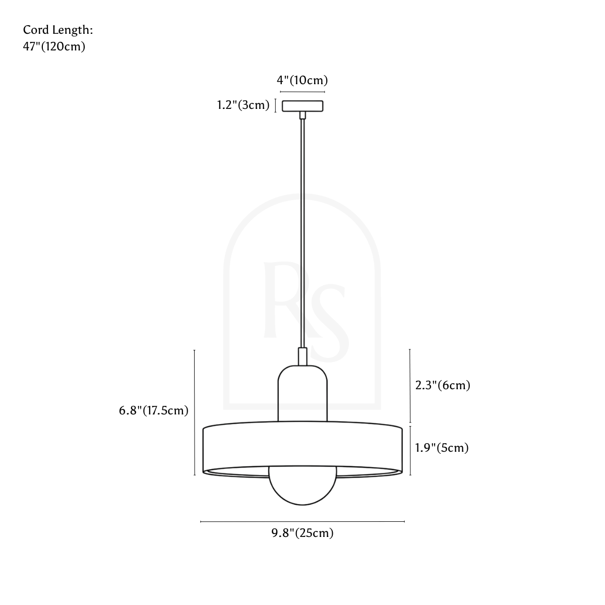 Cride Pendant Light line drawing 1