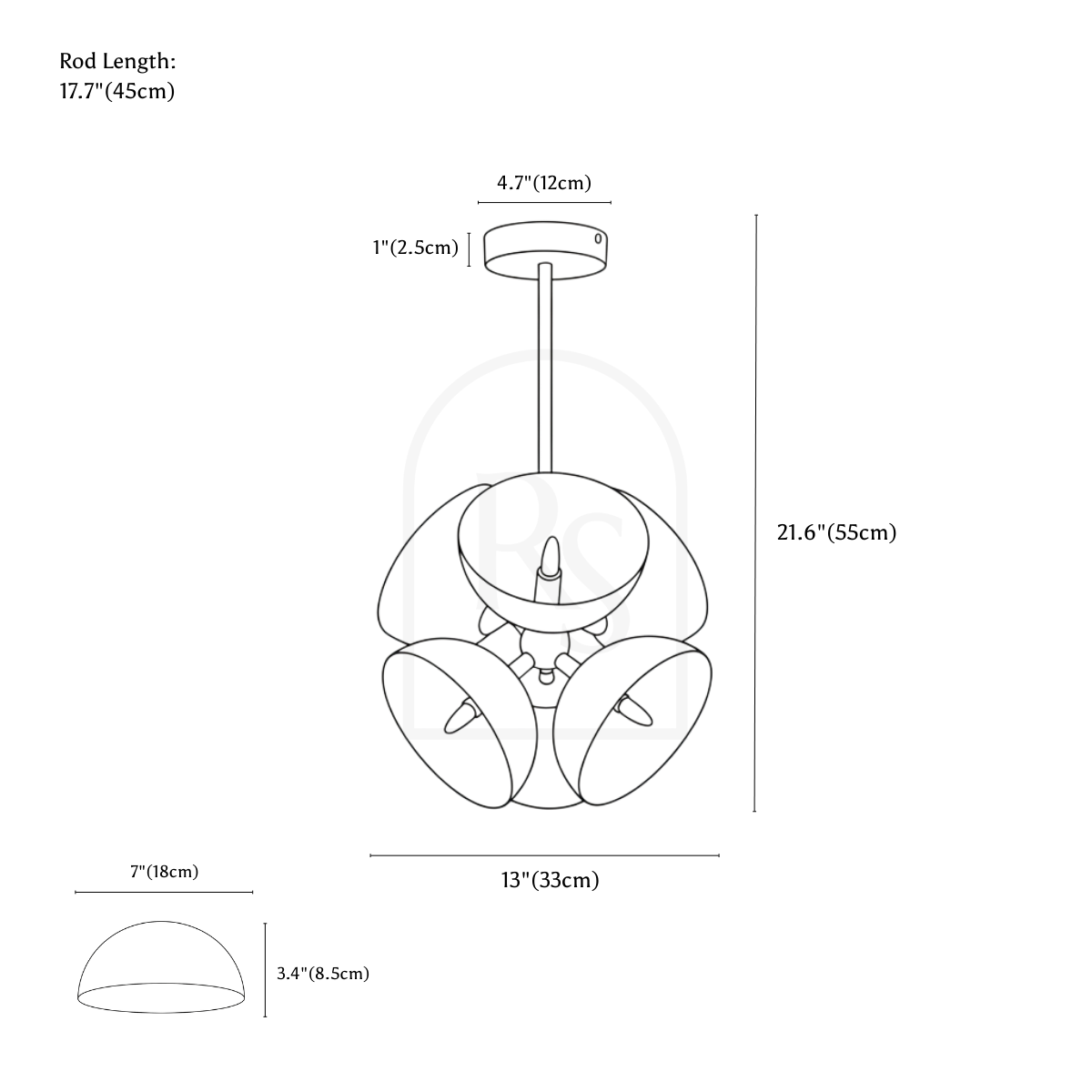 Voltix Chandelier line drawing 1