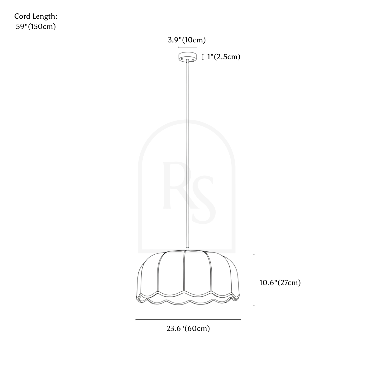 Mashi Pendant Light line drawing 3
