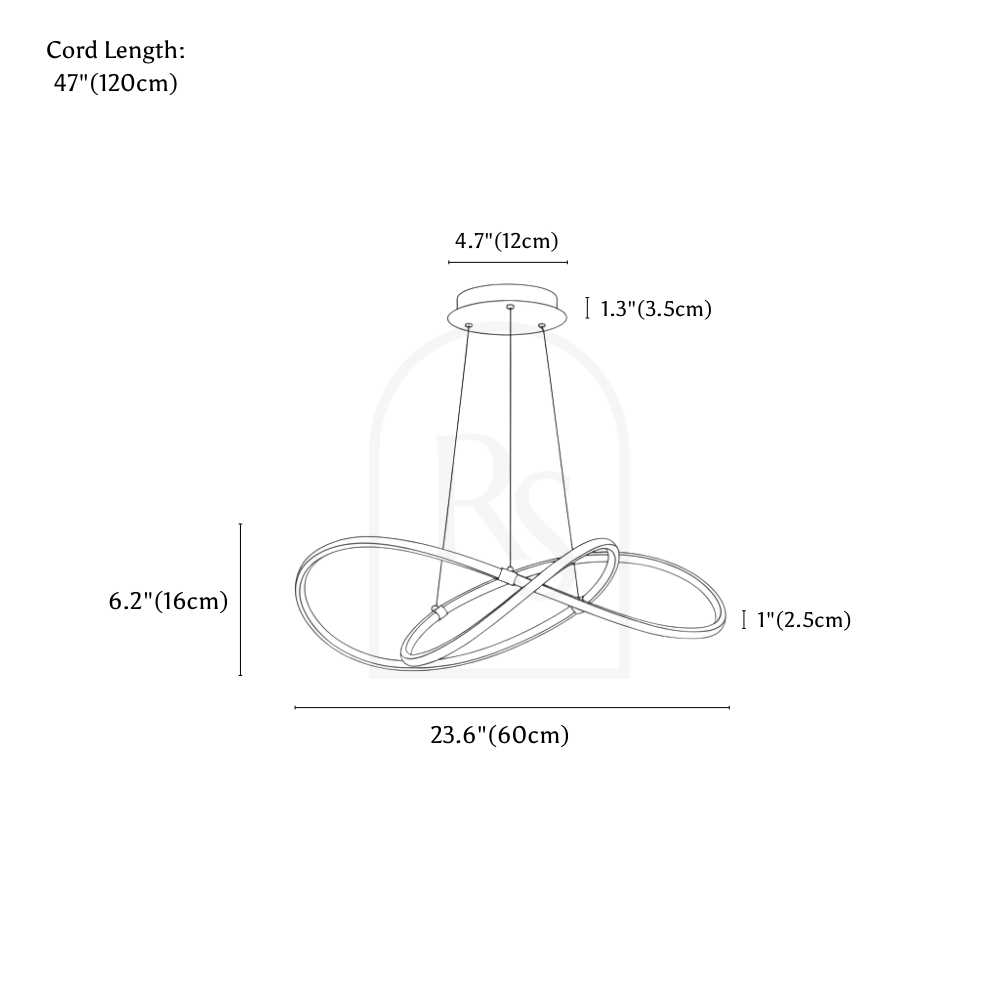 Zenya Chandelier line drawing 1