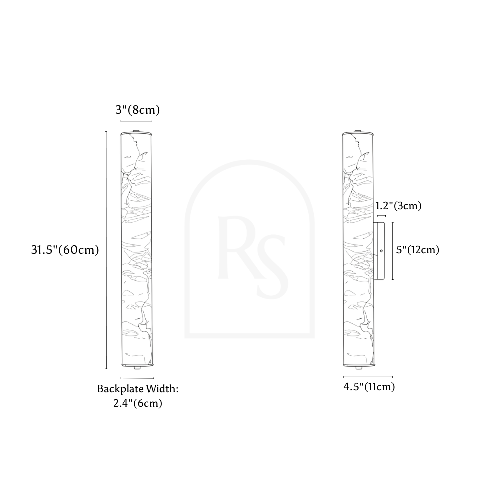 Tong Alabaster Wall Lamp line drawing 4