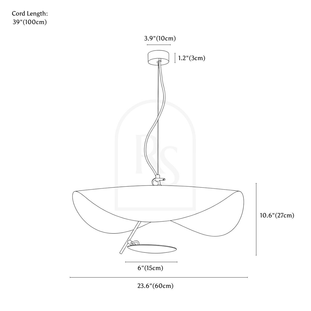 Foglia Pendant Light line drawing 2
