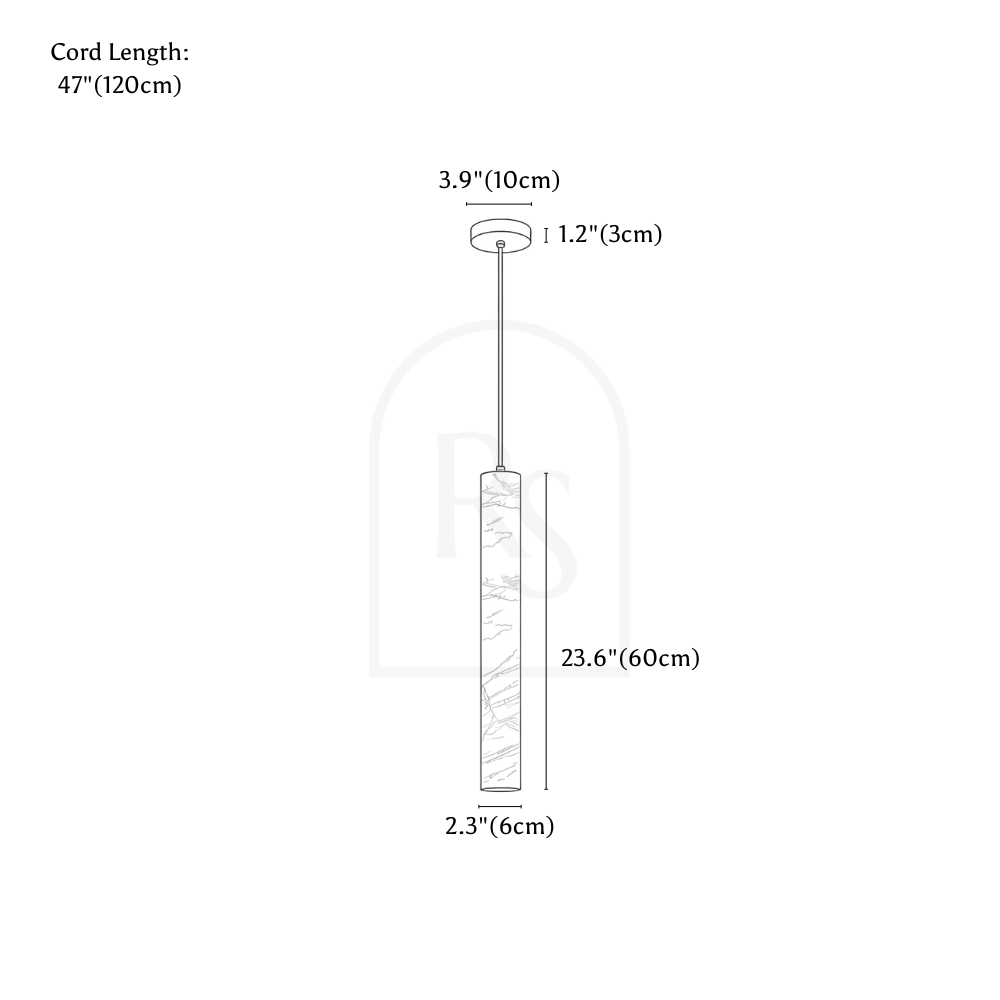 Sten Alabaster Pendant Light line drawing 4