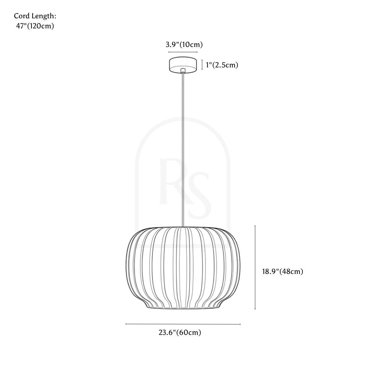 Patinka Pendant Light line drawing 3