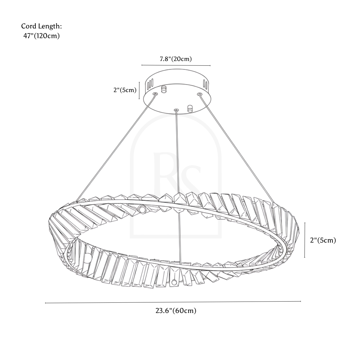 Tiwa Chandelier line drawing 2
