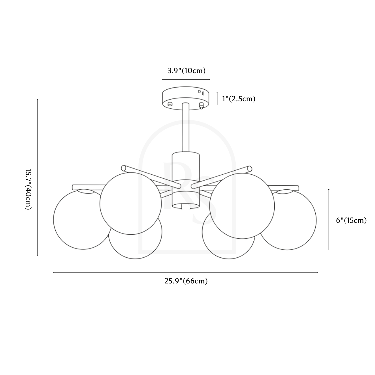 Ascen Chandelier line drawing 2