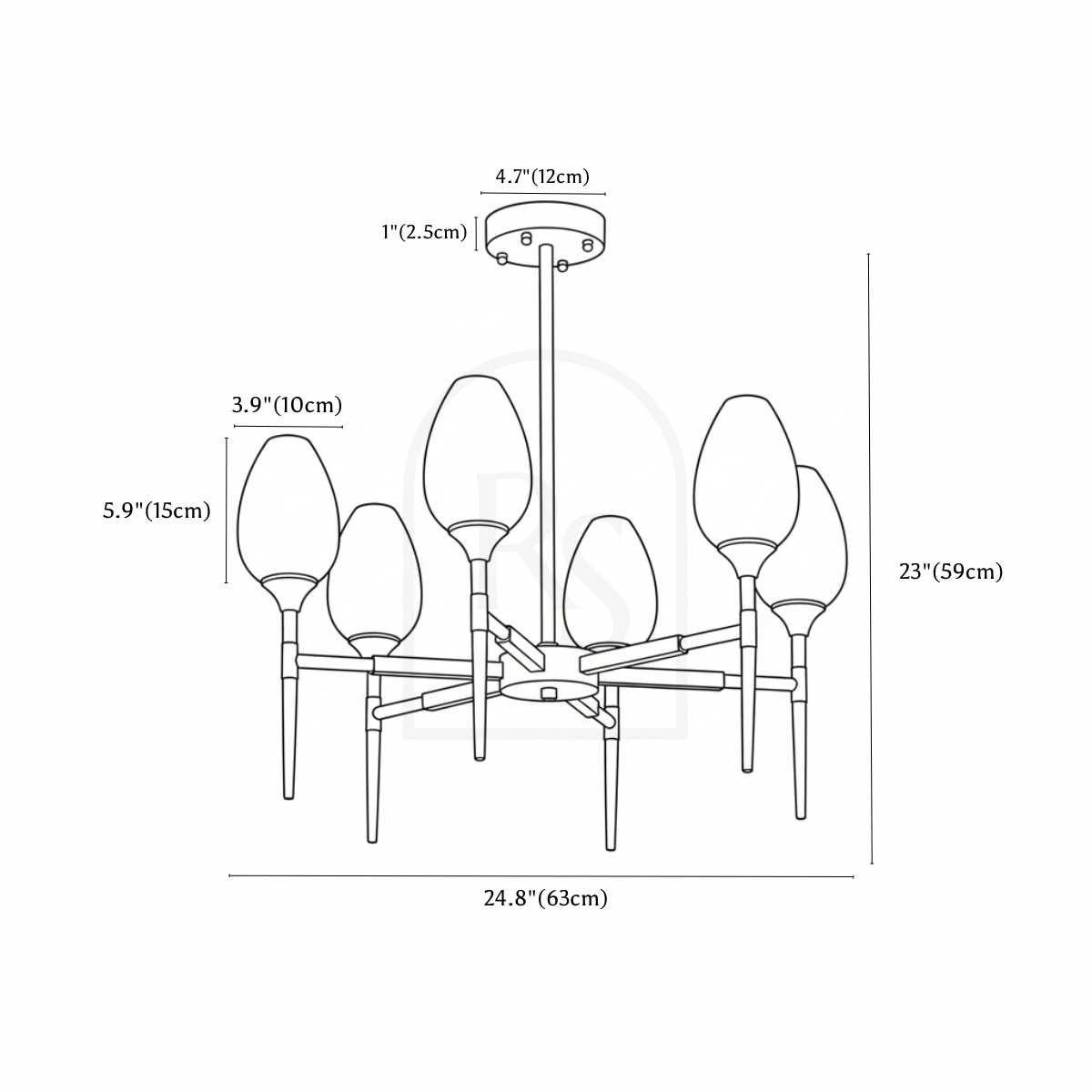 Zylin Chandelier line drawing 2