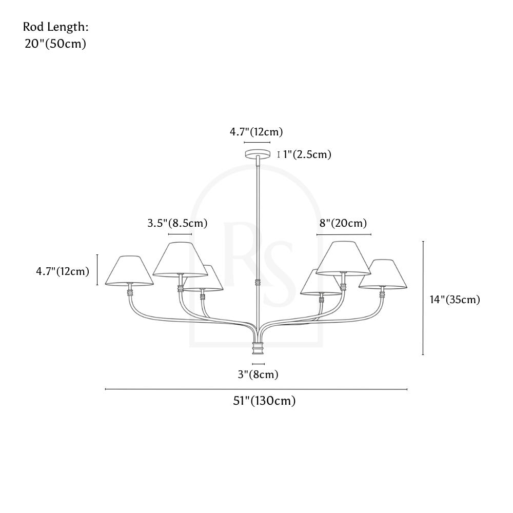 Lita Chandelier line drawing 2