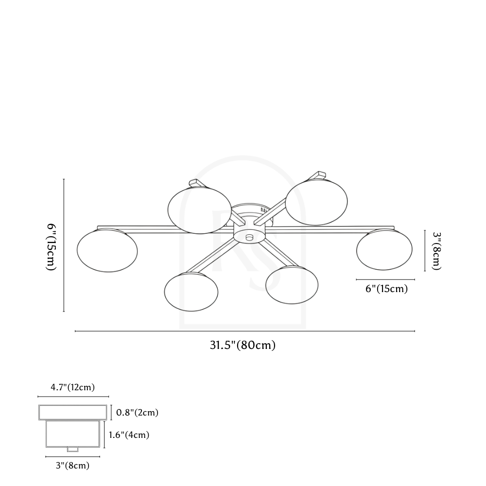 Raylo Ceiling Light line drawing 1