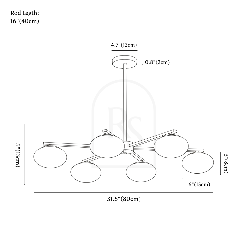 Raylo Chandelier line drawing 1