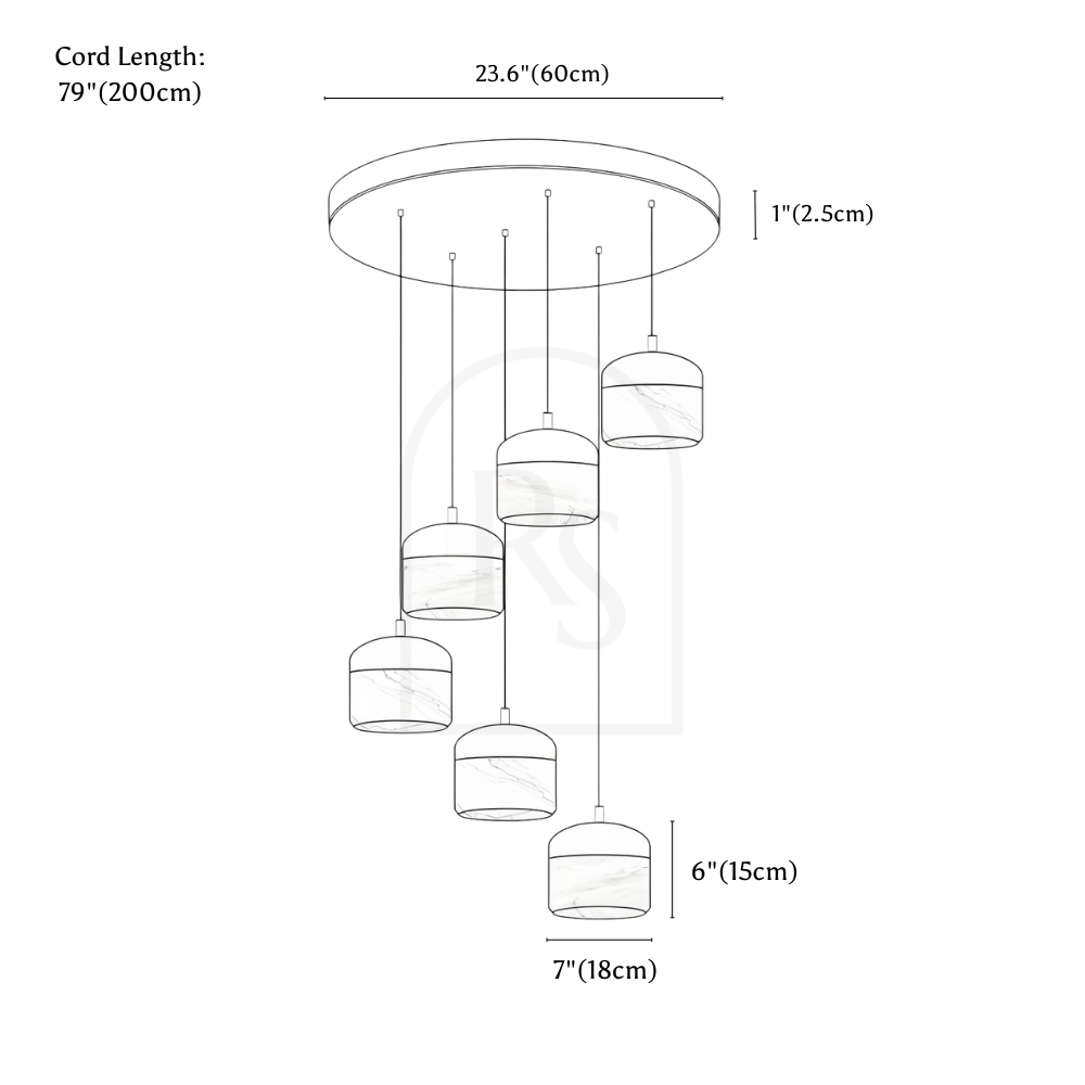 Asta Alabaster Pendant Light line drawing 3