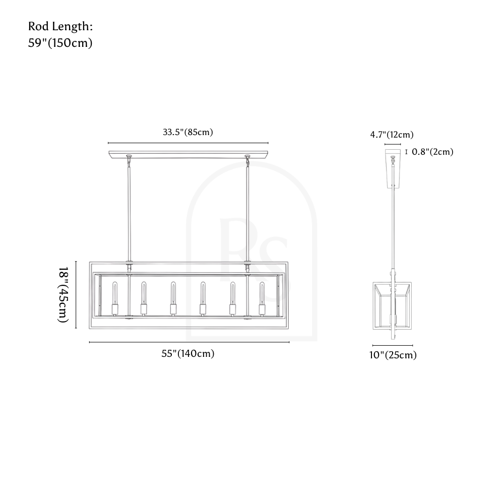 Matkon Linear Chandelier line drawing 1