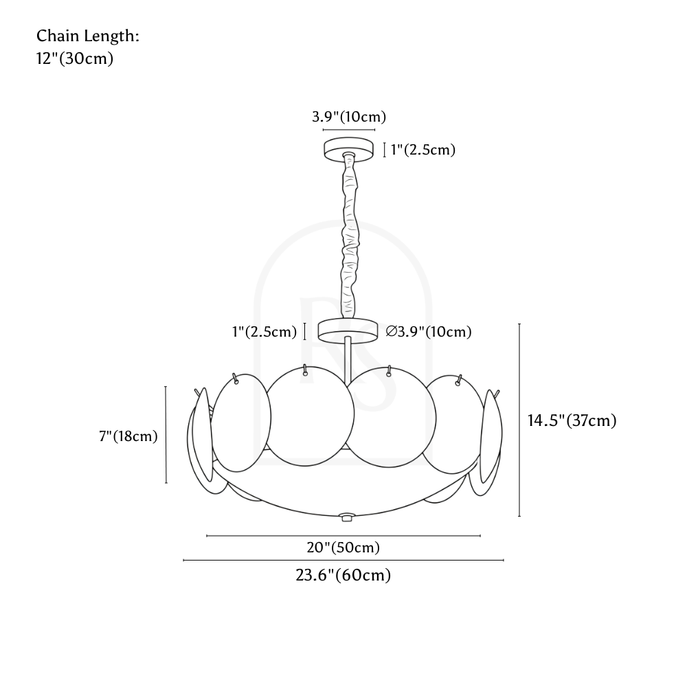 Zuvin Chandelier line drawing 3