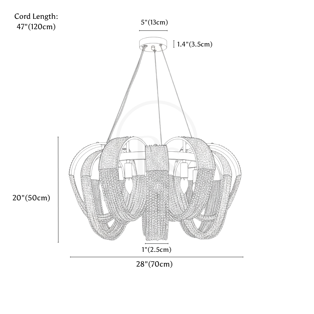 Ember Chandelier line drawing 2