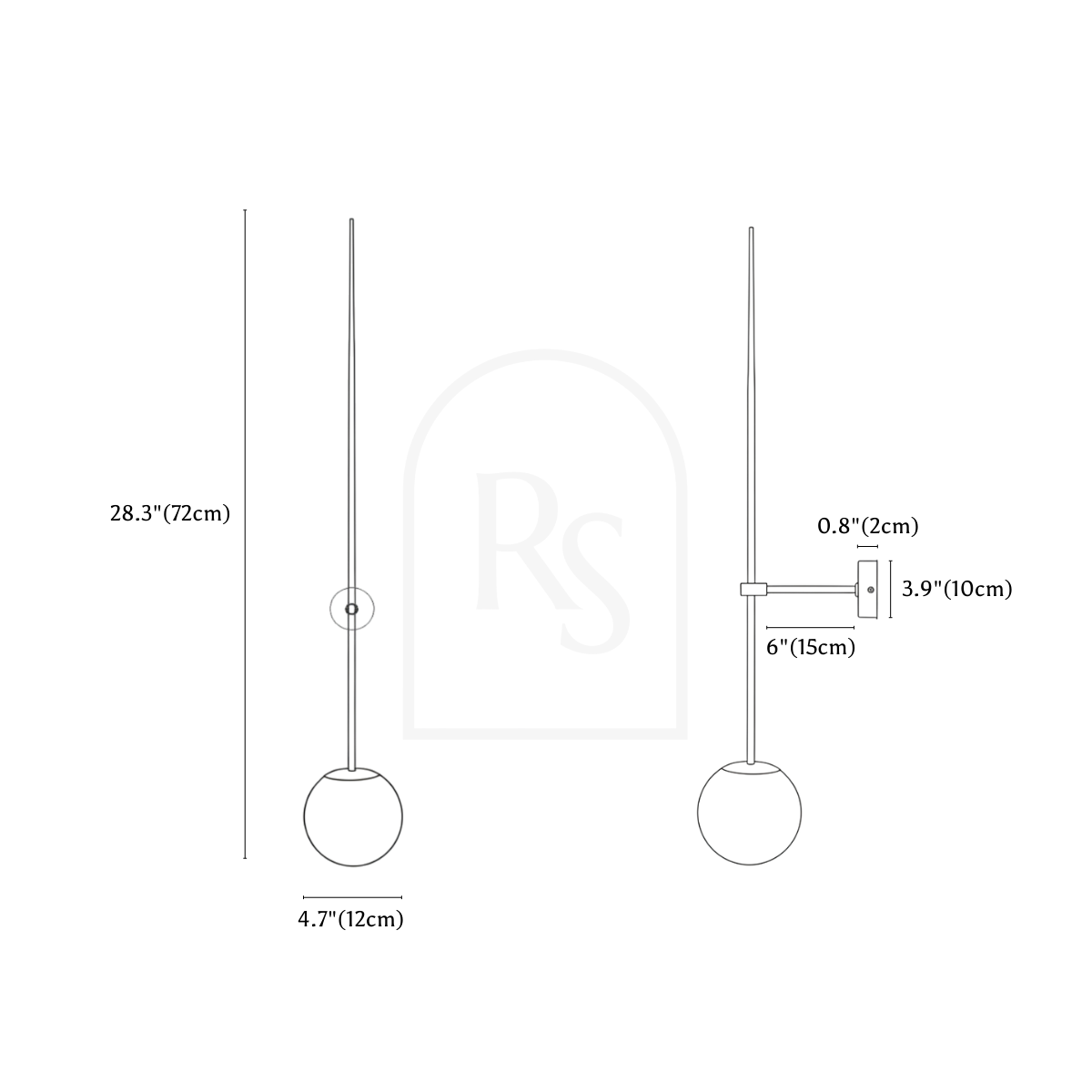 Pensile Wall Lamp line drawing 2