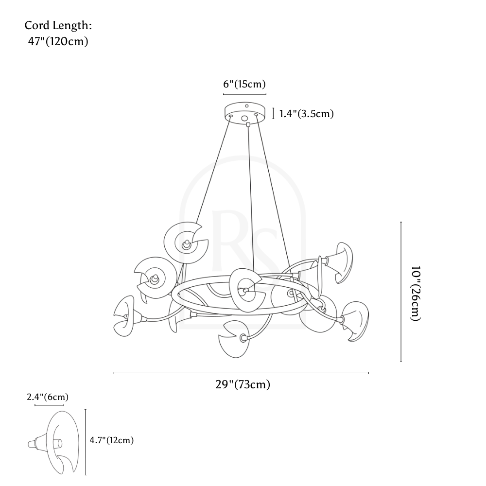 Oryna Chandelier line drawing 1