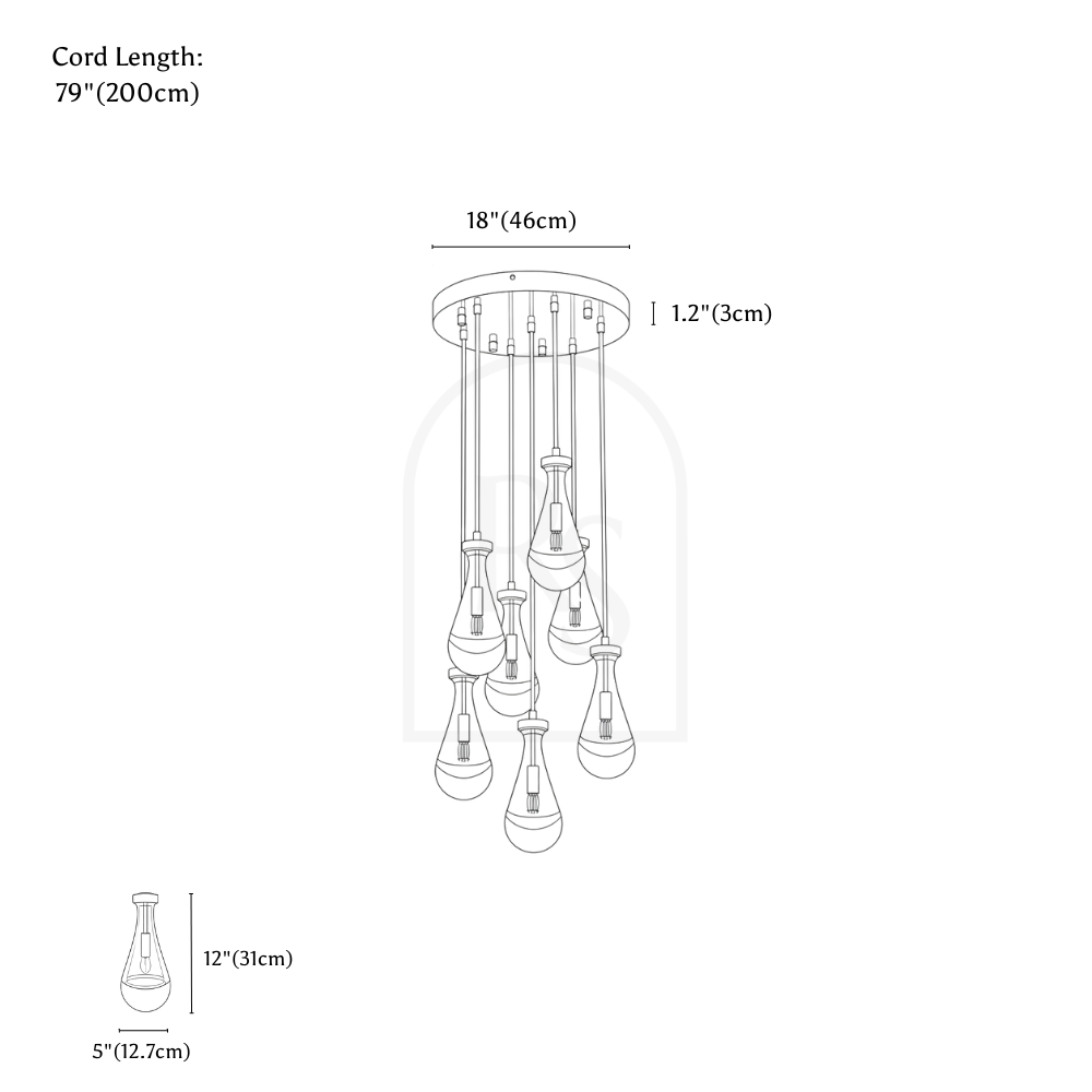 Pulcher Glass Tears Chandelier line drawing 1
