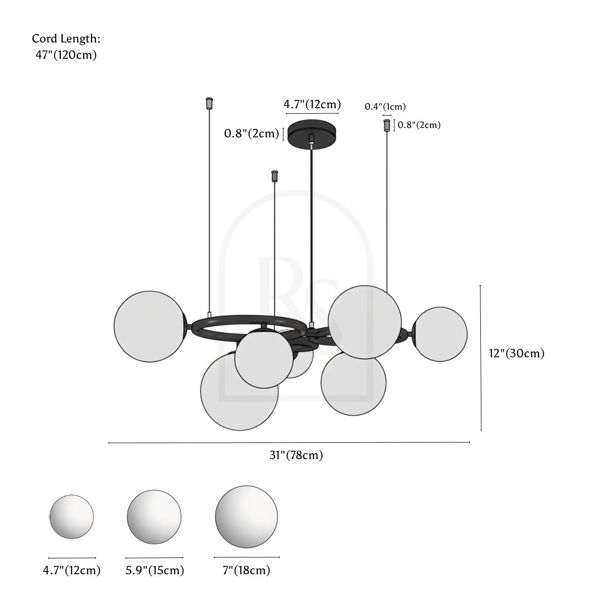 Lámpara de araña Lucienne line drawing 2
