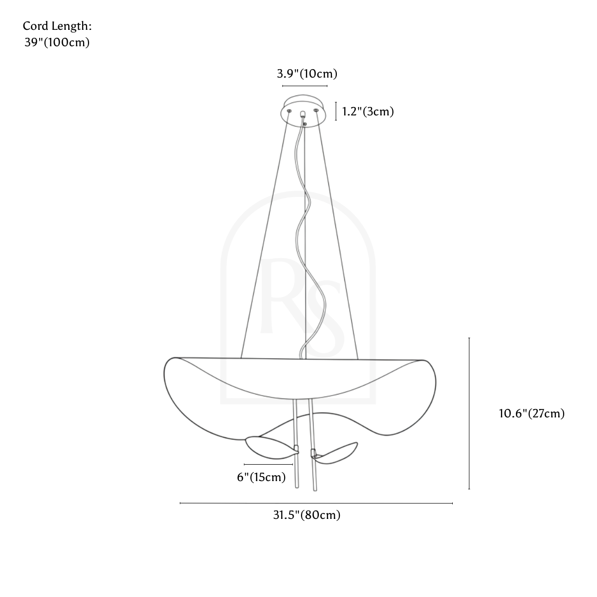 Foglia Pendant Light line drawing 3