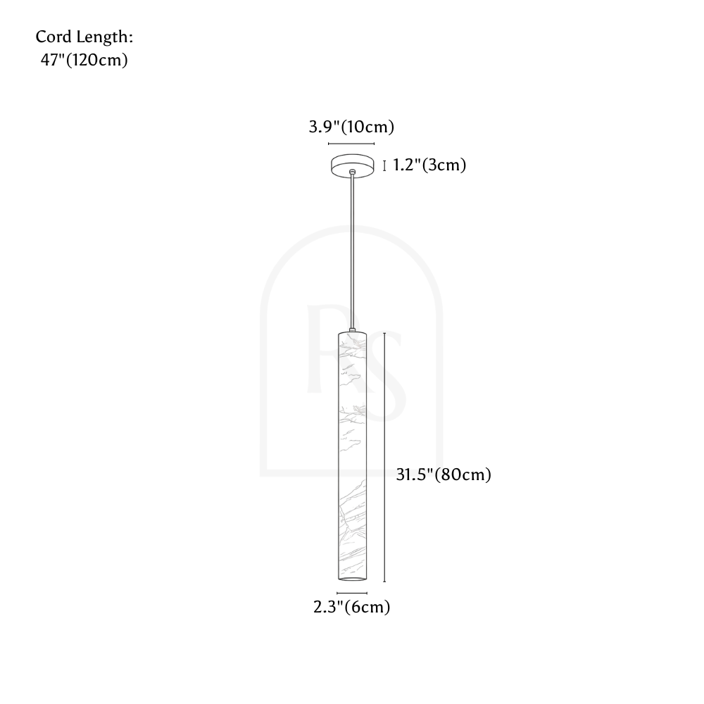 Sten Alabaster Pendant Light line drawing 5
