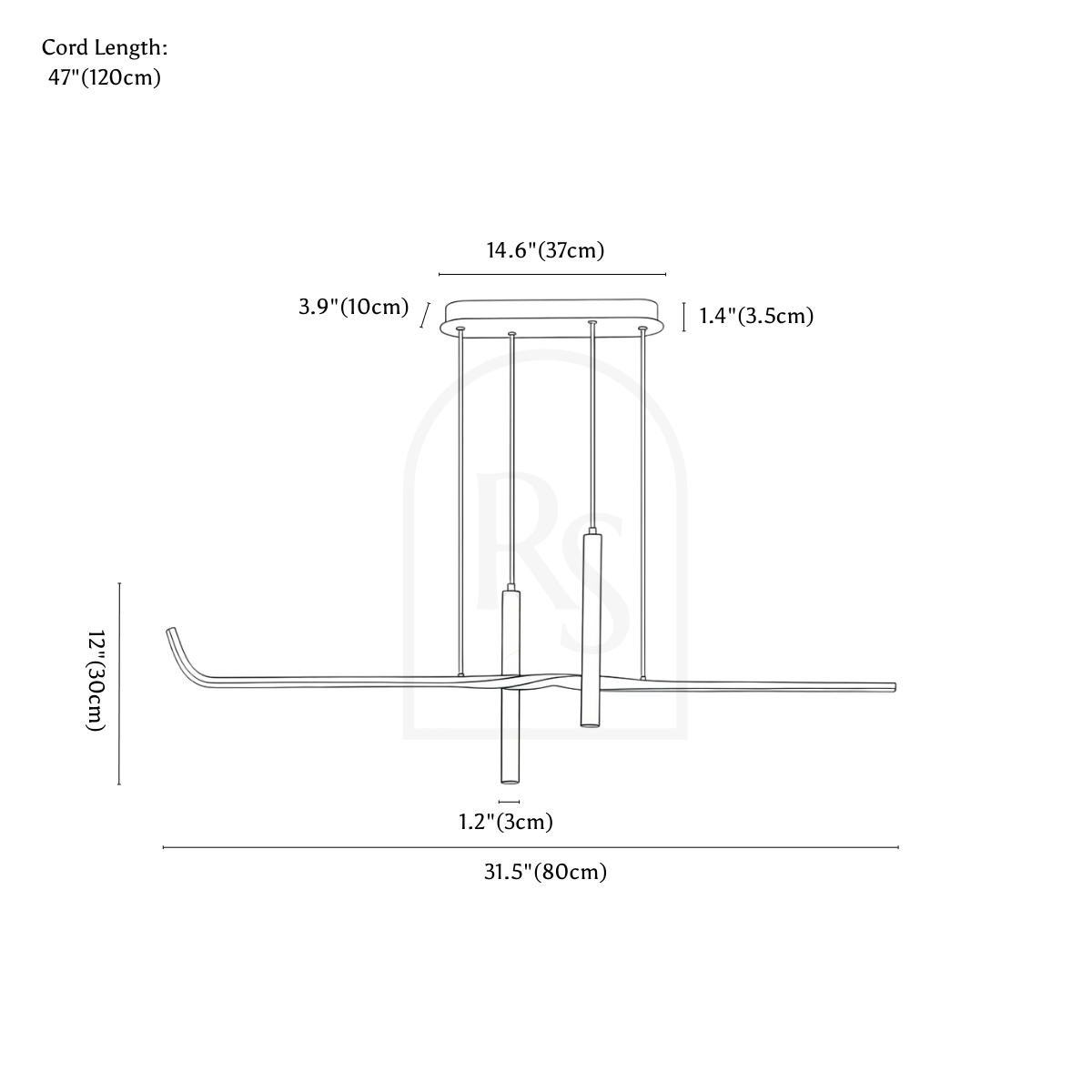 Avil Pendant Light line drawing 1