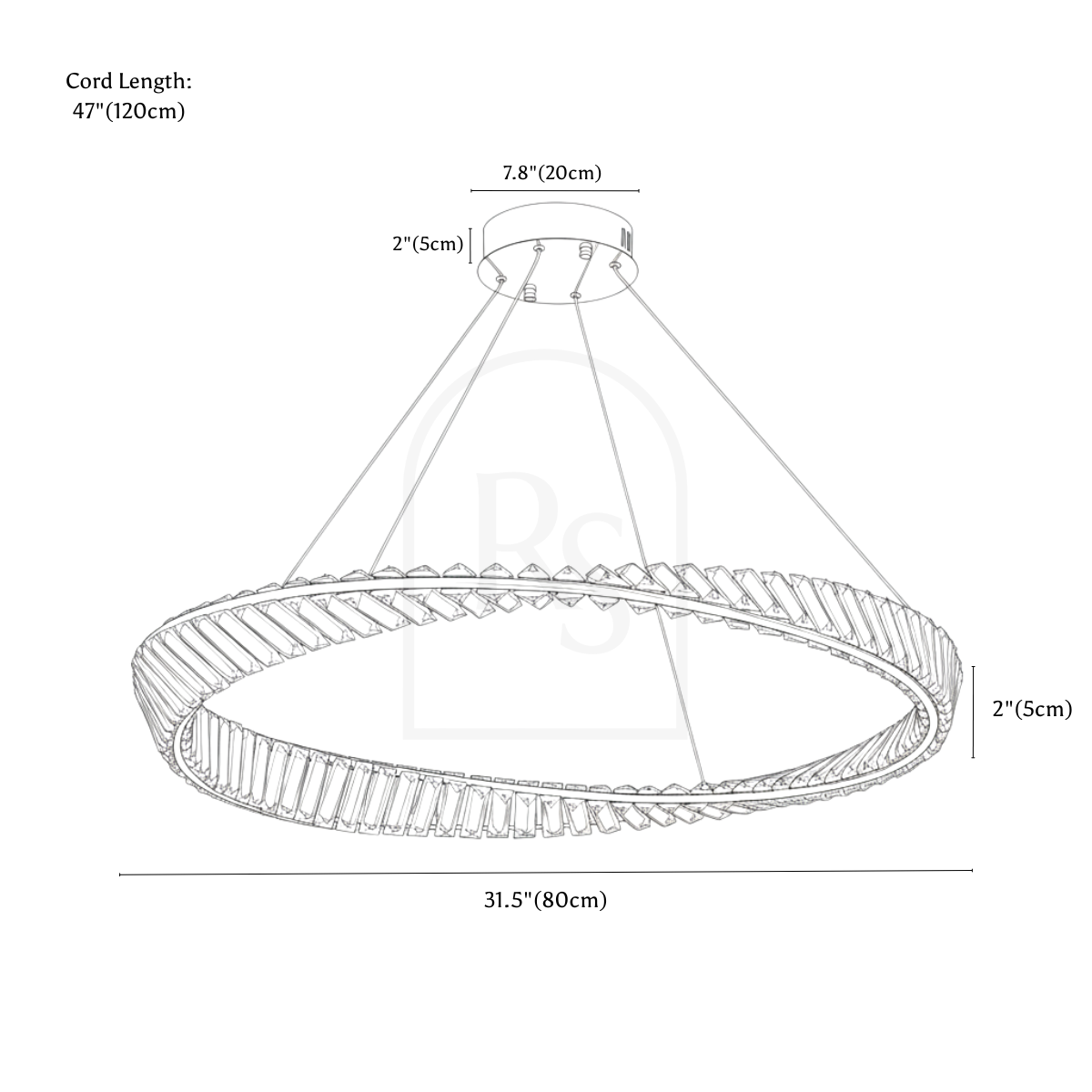 Tiwa Chandelier line drawing 3