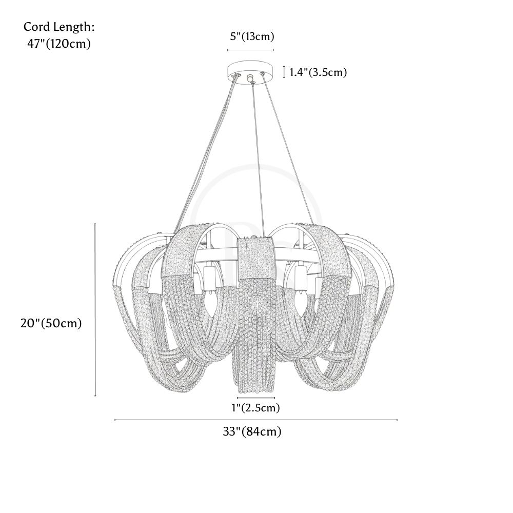 Ember Chandelier line drawing 3