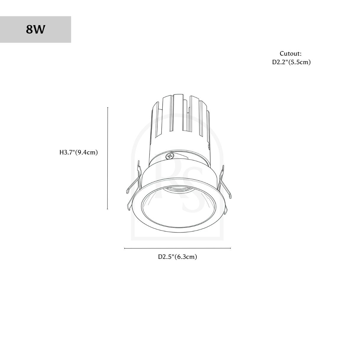 Silis Adjustable Downlight line drawing 2