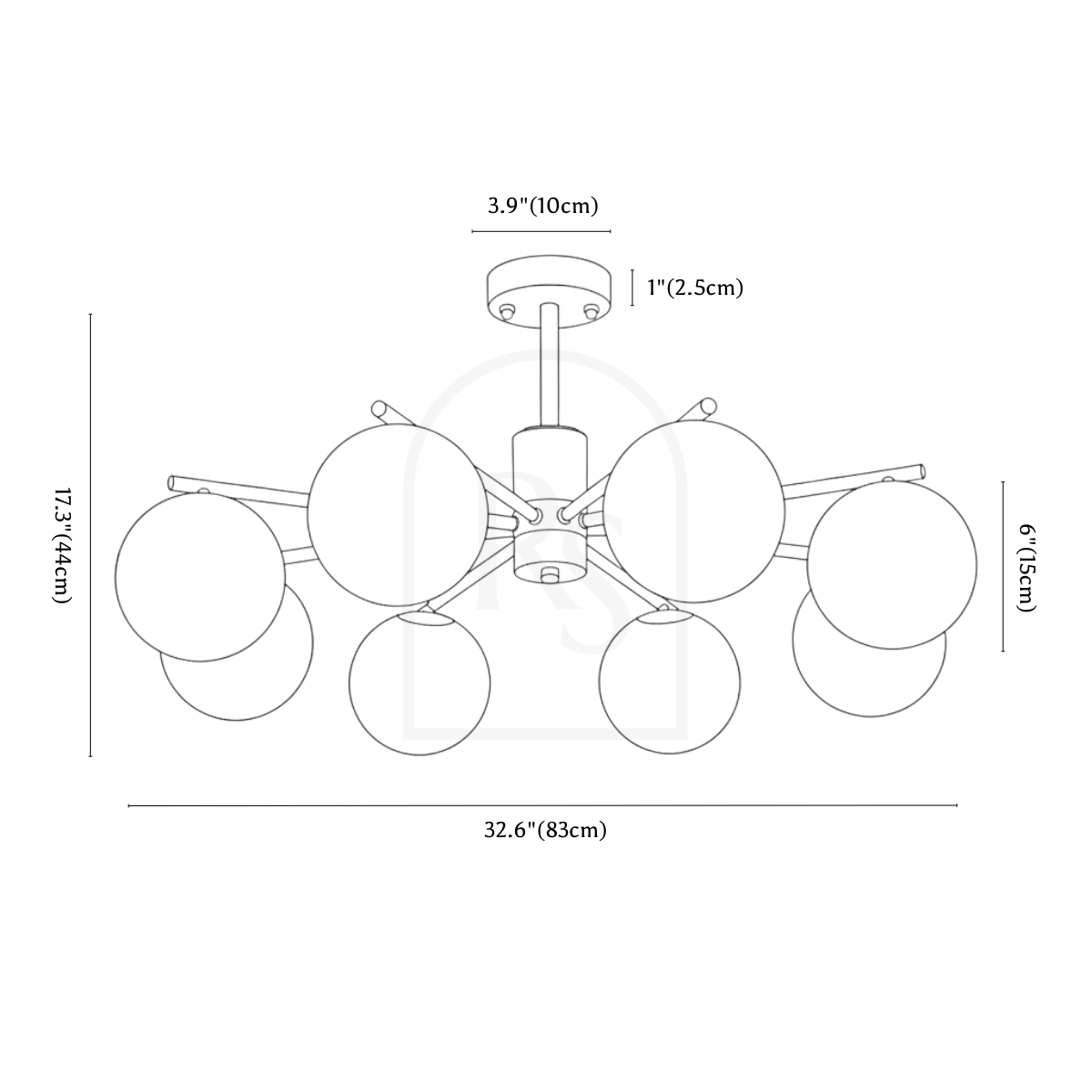 Ascen Chandelier line drawing 4